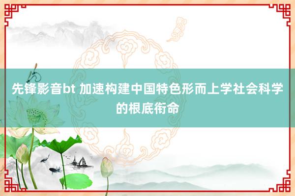 先锋影音bt 加速构建中国特色形而上学社会科学的根底衔命