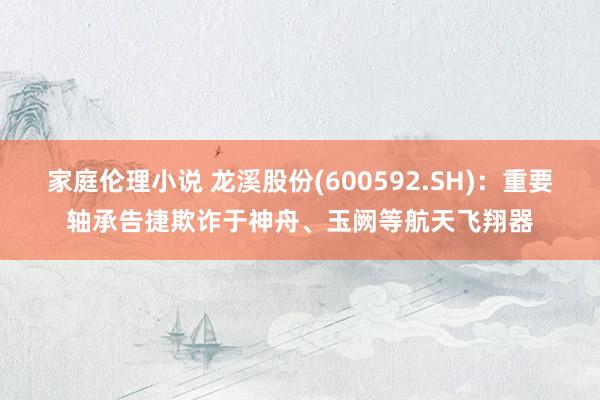 家庭伦理小说 龙溪股份(600592.SH)：重要轴承告捷欺诈于神舟、玉阙等航天飞翔器