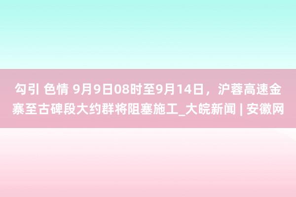 勾引 色情 9月9日08时至9月14日，沪蓉高速金寨至古碑段大约群将阻塞施工_大皖新闻 | 安徽网